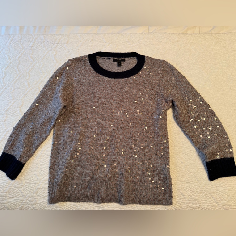 J. Crew Gray Sweater with Black Trim